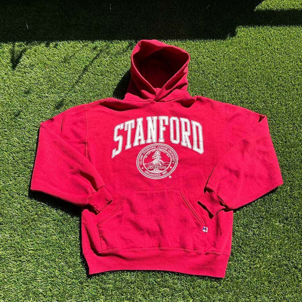 Vintage Russell Athletic Stanford University Red Pullover Hoodie Sweatshirt